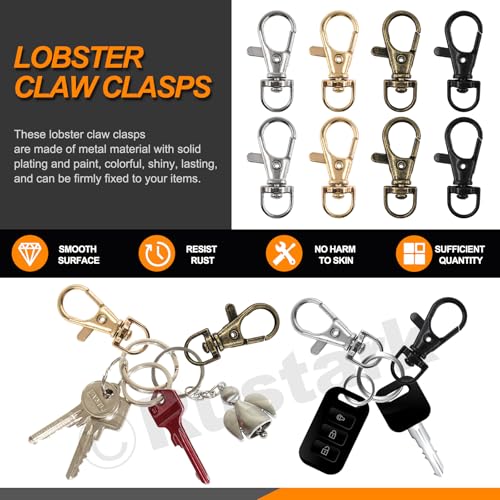 Rustark 321Pcs 4 Colors Key Chain Rings Set with Hook Pliers Include Jump Rings Lobster Claw Clasps Keychain Hooks with Key Ring for Necklace Bracelet Crafts Jewelry Making - Image 4