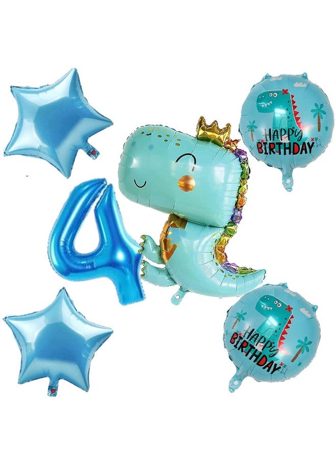 FI - FLICK IN 6 Pcs Dinosaur Theme Birthday Decorations 4th year Jungle Theme Decoration Cute Baby Dino Foil Balloon Jurassic Theme For Kids (Pack of 6, Multicolor) - Image 1