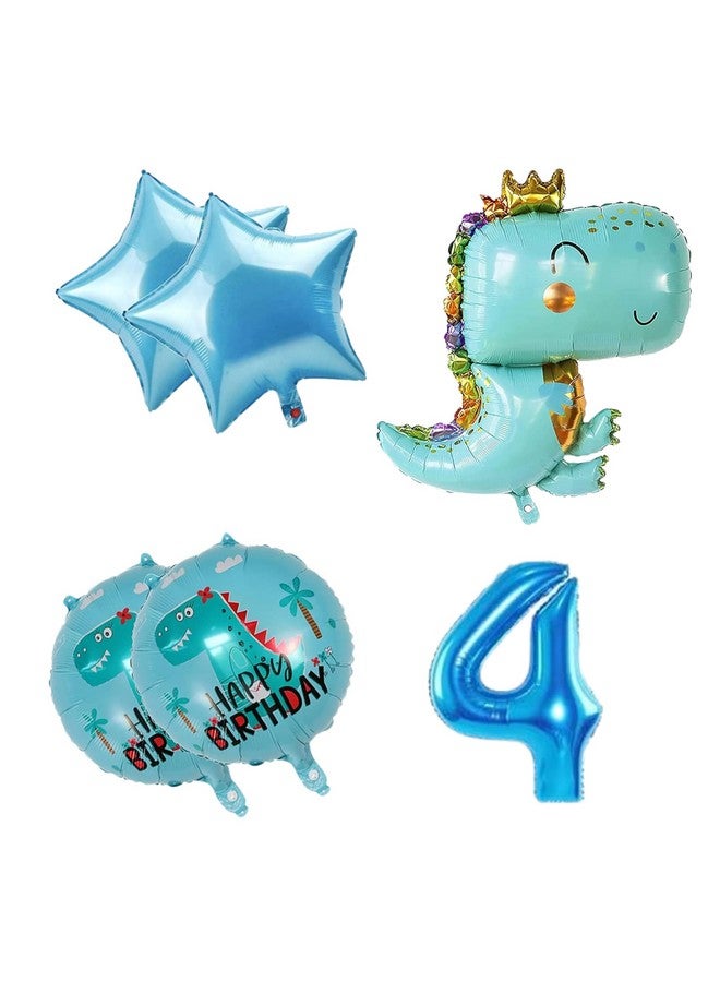 FI - FLICK IN 6 Pcs Dinosaur Theme Birthday Decorations 4th year Jungle Theme Decoration Cute Baby Dino Foil Balloon Jurassic Theme For Kids (Pack of 6, Multicolor) - Image 2