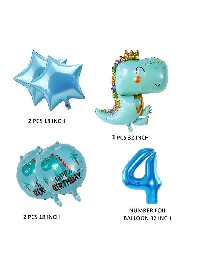 FI - FLICK IN 6 Pcs Dinosaur Theme Birthday Decorations 4th year Jungle Theme Decoration Cute Baby Dino Foil Balloon Jurassic Theme For Kids (Pack of 6, Multicolor) - Image 3