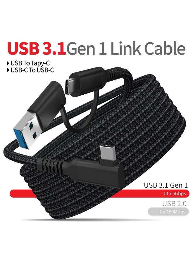 Link Cable for Oculus Quest 2 19 FT SYOSI 2 in 1 High Speed PC Data Transfer Link Cable Fast Charging USB 3.1 Gen2 to USB C Cable for Virtual Reality Headset and PC Gaming Black Woven - Image 4