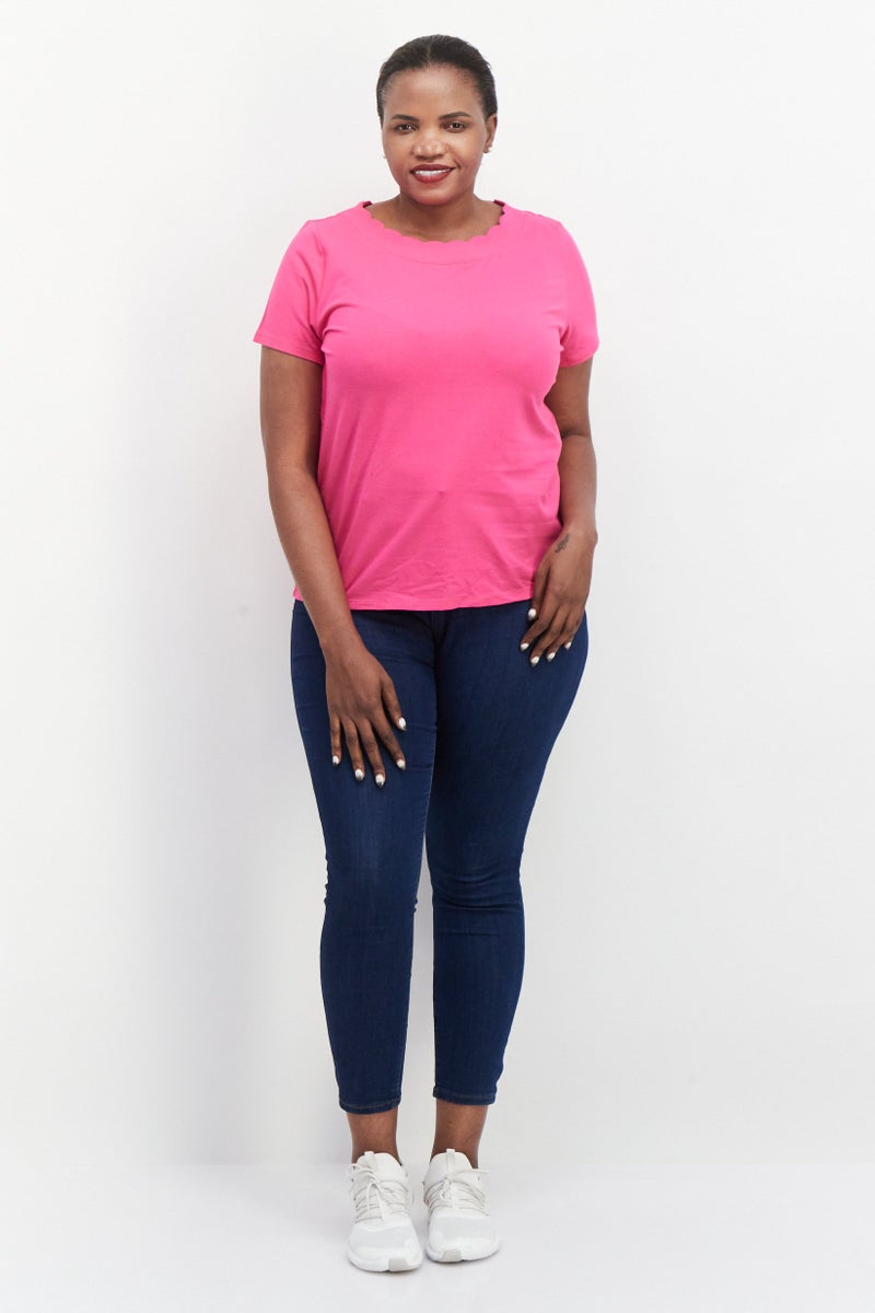 ANNE KLEIN Women Plus Size Crew Neck Short Sleeve Plain T Shirt, Pink - Image 4