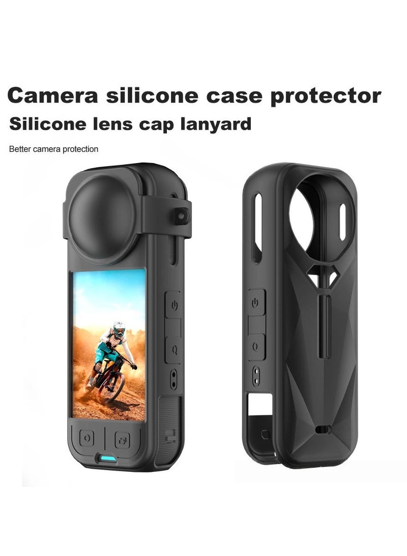 General For Insta360 X5 Accessory Kit: Waterproof and Wear-resistant Storage Bag + Anti-skid Silicone Case + High Transparency PC Lens Protector + 2 Anti-Scratch Tempered Film  - Image 4