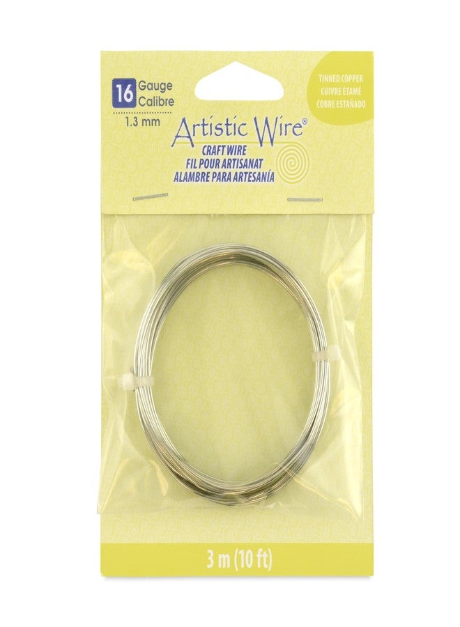 أرتيستك واير سلك فني، سلك نحاسي مطلي بالقصدير مقاوم للصدأ، مقاس 16، لون فضي، طول 10 أقدام - Image 1