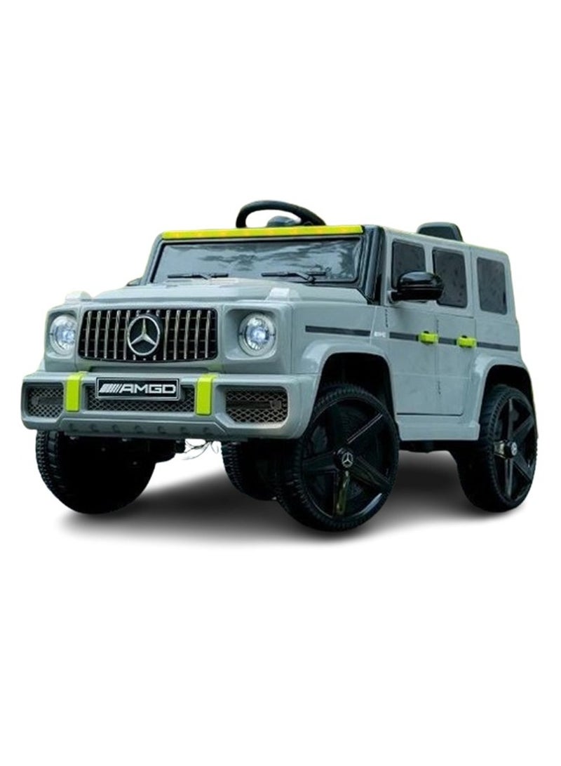 سيارة كهربائية للأطفال مرسيديس G-Class بريموت كنترول مزودة 2 محرك كهربائيين بقوة 380 واط وتحتوي على بطارية 12v-4000mah (رمادي)