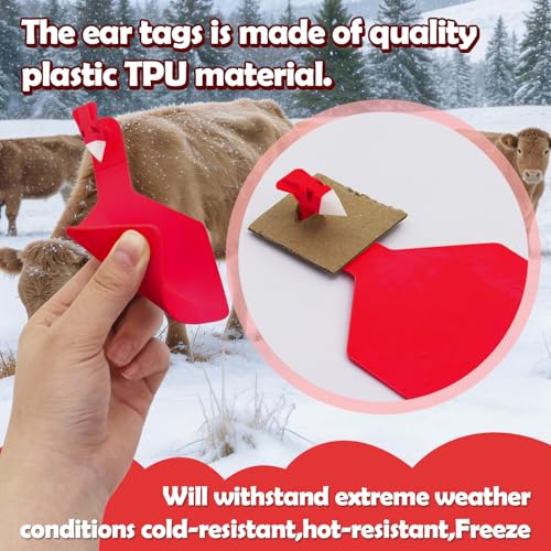 APlayfulBee,50Pcs Z Tags One-Piece Cattle Ear Tags TPU Blank Livestock Animal Identification for Cattle,Sheep Goat,Pig,Large Size(Red)(syh524) - Image 3