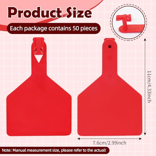 APlayfulBee,50Pcs Z Tags One-Piece Cattle Ear Tags TPU Blank Livestock Animal Identification for Cattle,Sheep Goat,Pig,Large Size(Red)(syh524) - Image 2