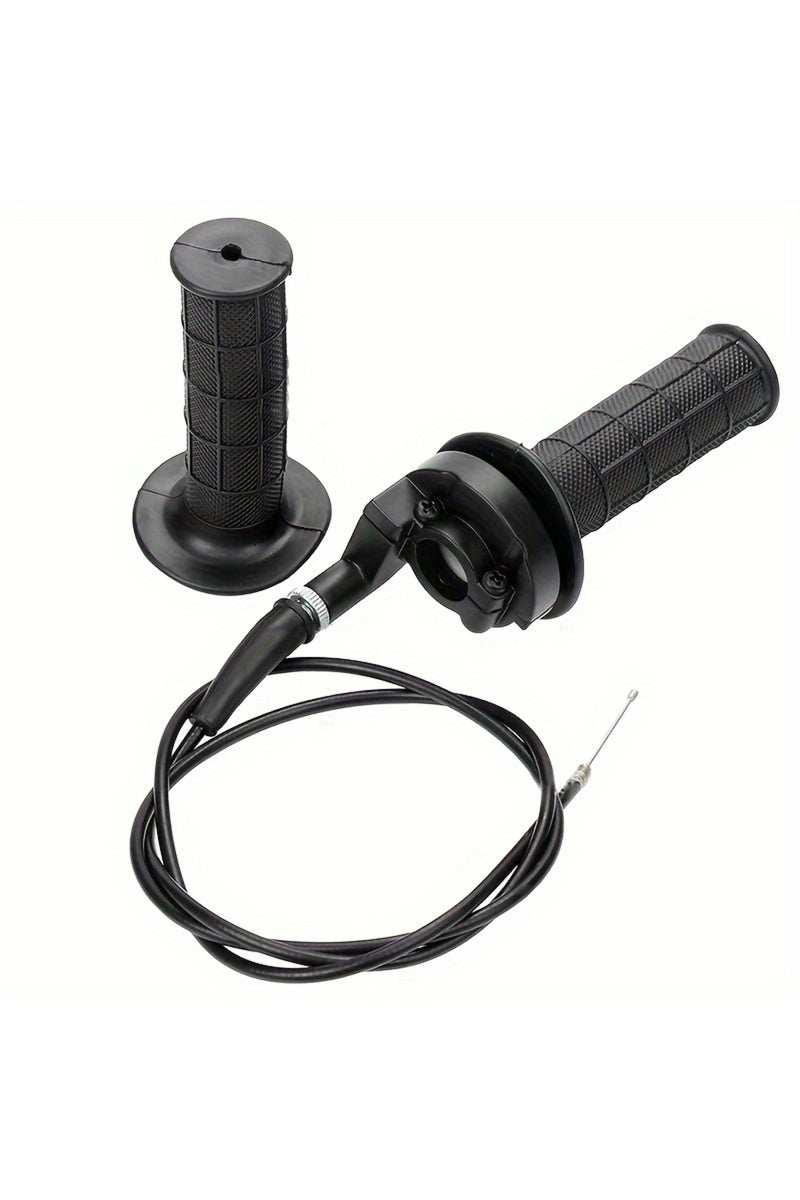 Black 7/8" 22mm Motorcycle Grips with Throttle Clamp Twist Cable Throttle Cable for 50-250CC ATV Qua