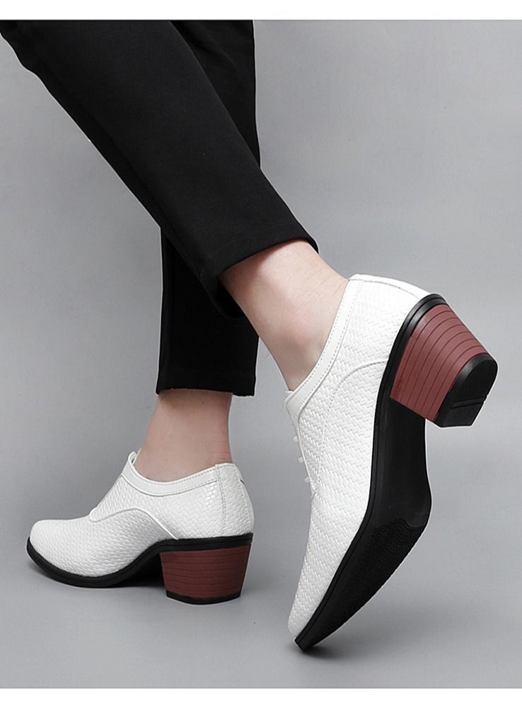 Men High Heel Shoes White