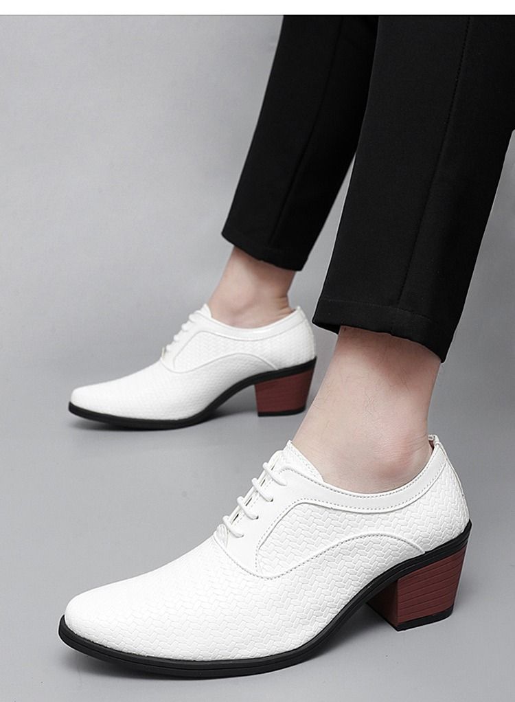 Men High Heel Shoes White