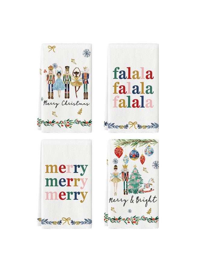 Artoid Mode Nutcrackers Merry Christmas Kitchen Towels Dish Towels, 18x26 Inch Xmas Balls Tree Winter Holiday Decoration Hand Towels Set of 4 - Image 1