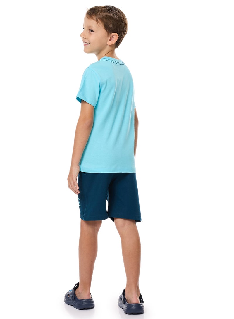 فكتور اند جين تيشيرت وشورت سكيت بورد فيكتور آند جين - أزرق - Image 2