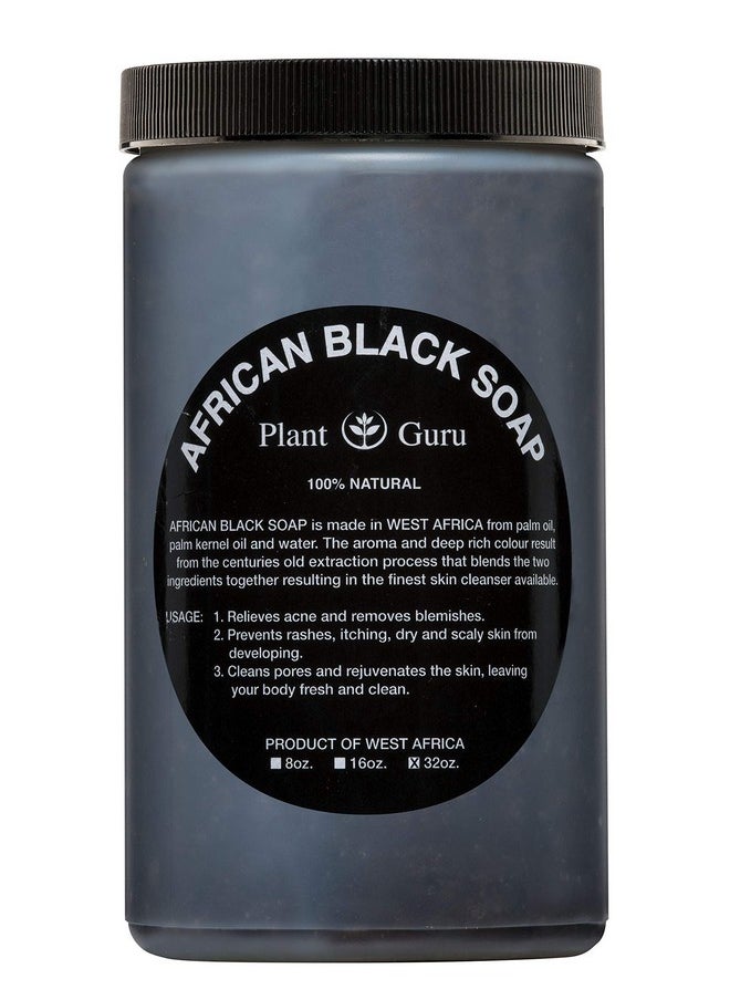Plant Guru - Raw African Black Soap Paste 2 Lbs / 32 Oz Bulk 100% Natural From Ghana Acne Treatment, Aids Against Eczema & Psoriasis, Dry Skin, Scar Removal, Pimples And Blackhead, Face & Body Wash - Image 1