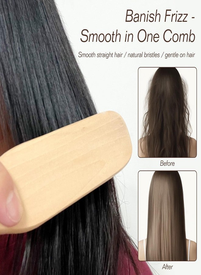 Jaasuee Professional Hair Straightening Comb, Double Brush Wooden Salon Hairdressing Anti-static Tool, Brown - Image 2