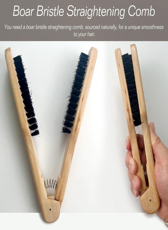 Jaasuee Professional Hair Straightening Comb, Double Brush Wooden Salon Hairdressing Anti-static Tool, Brown - Image 4