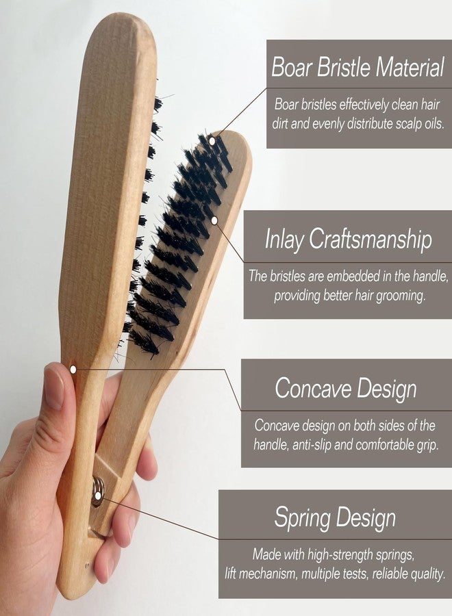 Jaasuee Professional Hair Straightening Comb, Double Brush Wooden Salon Hairdressing Anti-static Tool, Brown - Image 5