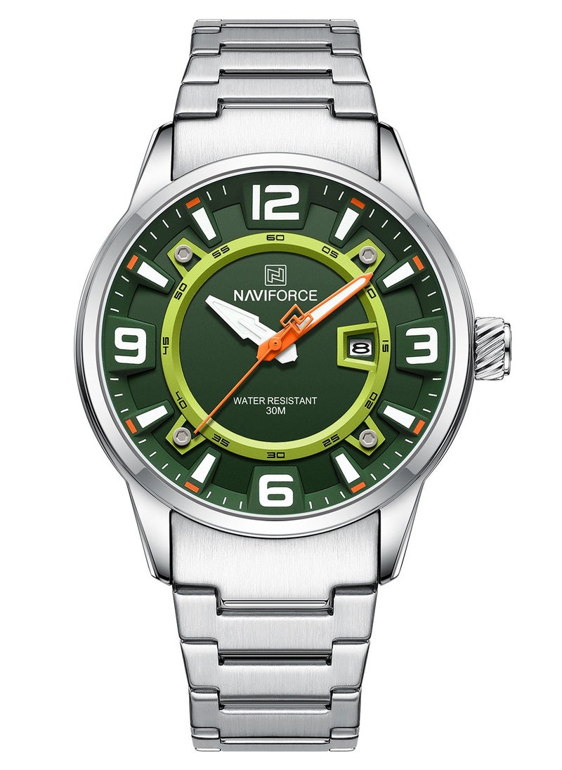 NAVIFORCE Stainless Steel Analog Quartz Wrist Watch For Men with Date NF8044 S/GN/S  - Image 1