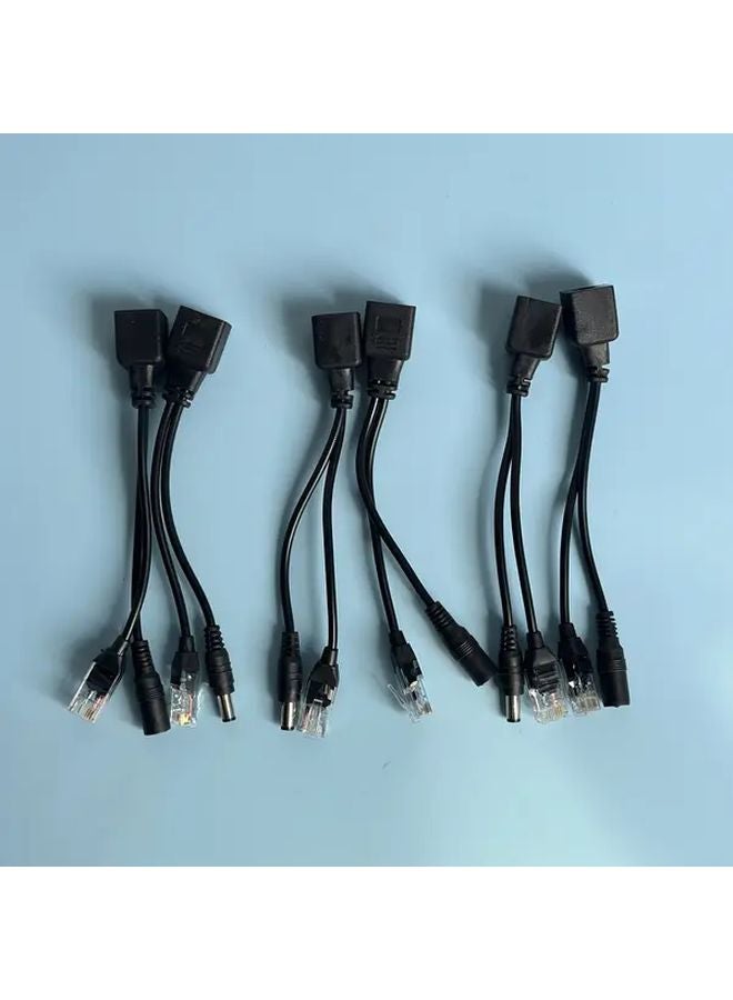3 Pairs Passive POE Adapter Cable Splitter Injector DC12V Black For Cameras - Image 1