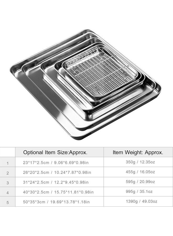 NIBEMINENT Stainless Steel Flat Bottom Baking Tray with Mesh Set Square Silver 24*3*17.5cm - Image 2