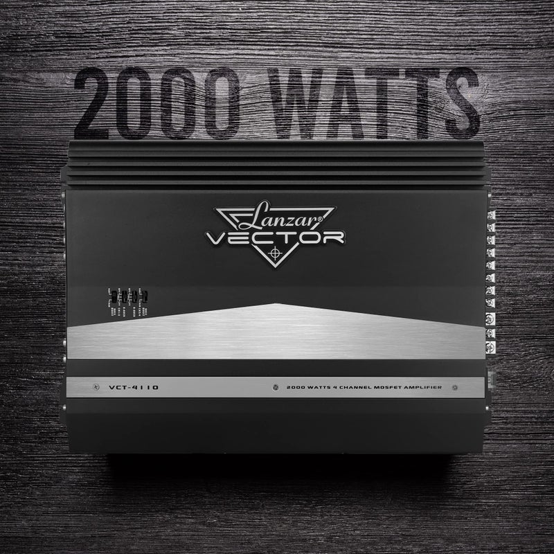 Lanzar Lanzar VCT4110 4-Channel High Power MOSFET Amplifier - Slim 2000 Watt Bridgeable Mono Stereo 4 Channel Car Audio Amplifier w/Crossover Frequency,Black, White - Image 2