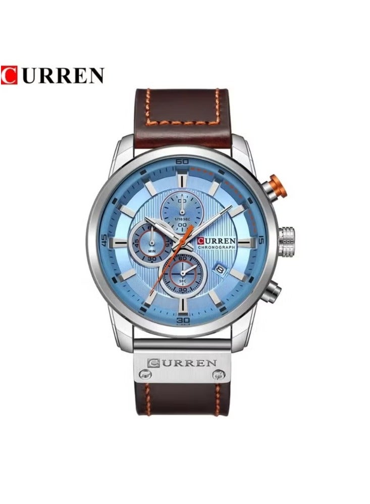 كارين ساعة CURREN 8291 للرجال بحركة كوارتز عصرية وكاجوال لعرض التاريخ التلقائي وبسوار جلدي - Image 2