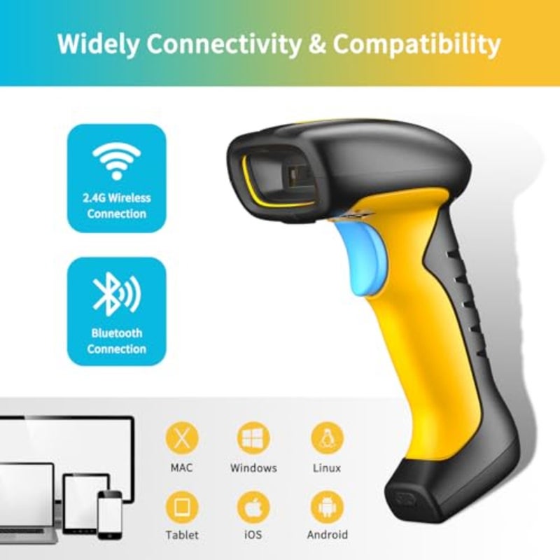 RD-1200 Industrial Bluetooth Barcode Scanner 1 pc,for warehouse logistics staff, rugged ABS+PC body, fast 2D/1D scanning with 2600mAh battery, black, drop/shock/dust proof with hands-free charging dock - Image 4