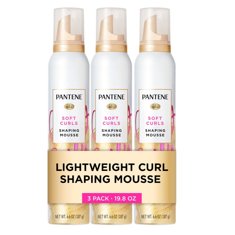 Pantene Curl Mousse For Curly Hair, Tames Frizz for Soft Touchable Curls, 6.6 Oz Each (Pack of 3) - Image 1