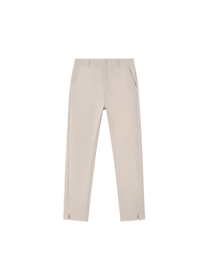 purcotton Spring Women'S Knit Cropped Straight Leg Pants For Commuting, Versatile Styling With Elastic Back Waband For Multiple Body Types - Image 3