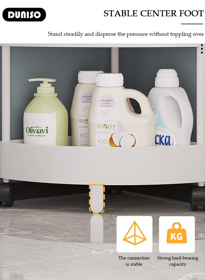 DUNISO 5 Tier  Shower Caddy Bathroom Corner Shelf,Rolling Utility Cart Multifunctional Storage Organizer with Wheels Plastic Corner Storage Cart Triangular Storage Rack for Kitchen Laundry Bedroom Office  - Image 4