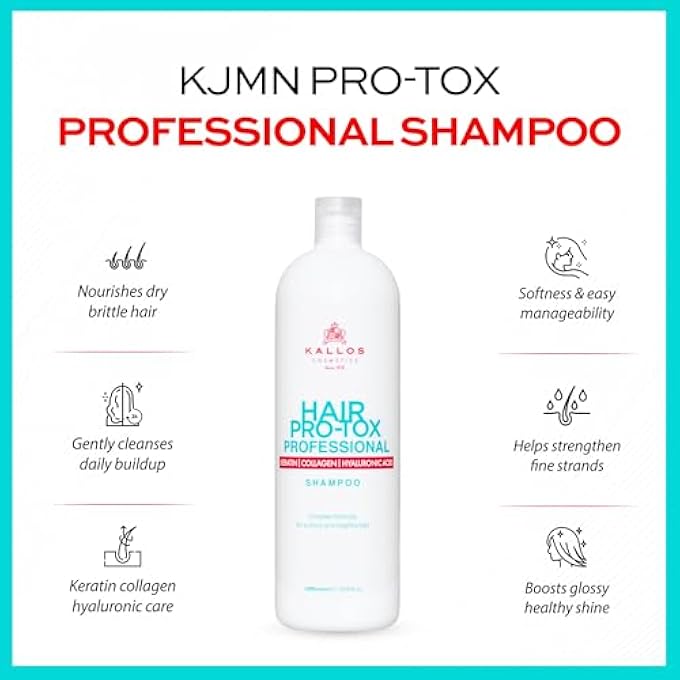 Kallos HAIR PROTOX SHAMPOO WITH KERATIN COLLAGEN AND HYALURONIC ACID, WHITE, 1L - Image 2