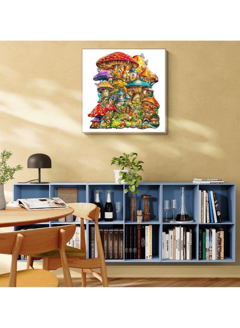 جالادون 200 قطعة ألغاز بانوراما للكبار والصغار والمراهقين، ألغاز خشبية، ألعاب تعليمية لتخفيف الضغط، هدية تذكارية فريدة من نوعها في رمضان، ديكورات منزلية على الطراز الطبيعي، نمط بيت الفطر الخيالي - Image 2