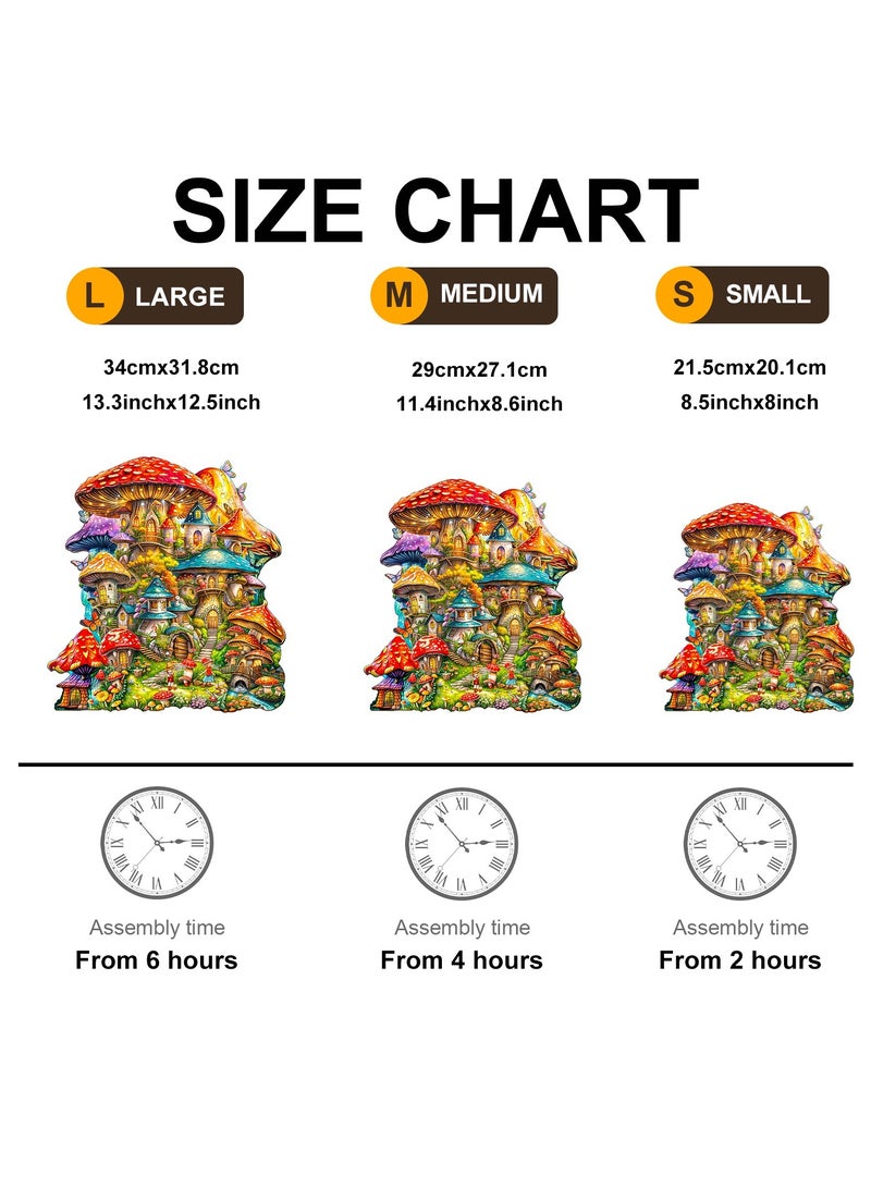 جالادون 200 قطعة ألغاز بانوراما للكبار والصغار والمراهقين، ألغاز خشبية، ألعاب تعليمية لتخفيف الضغط، هدية تذكارية فريدة من نوعها في رمضان، ديكورات منزلية على الطراز الطبيعي، نمط بيت الفطر الخيالي - Image 3