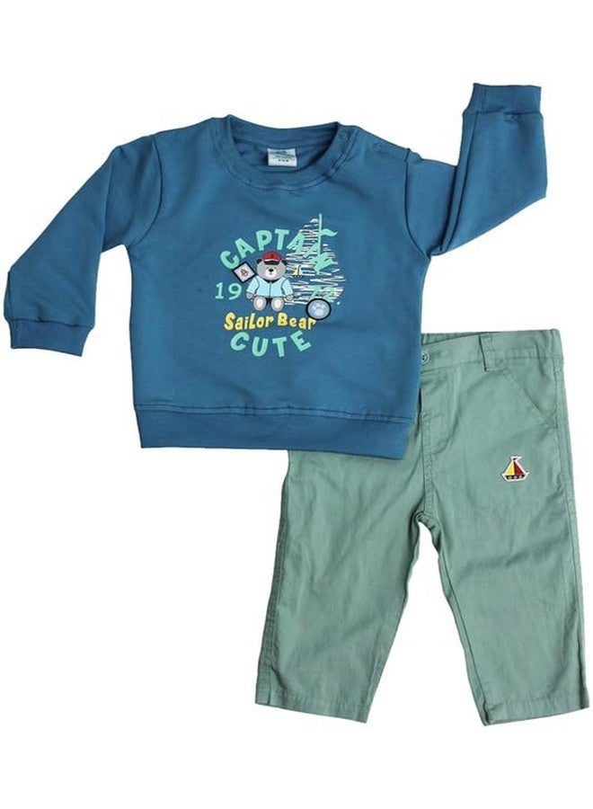 Dollar Junior Tiny Crews Baby Boys Casual T-Shirt Pant Set (KWRN10035_12-18M) Multicolour - Image 1