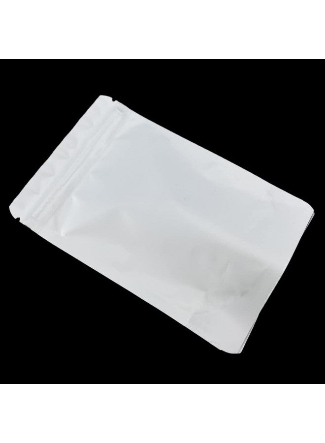 PABCK 50 Pieces 4.3x6.3 inch(Inside Size 3.5x3.9 inch) Stand-Up Resealable Heat Seal Bags 3.55mil Thick Frosted White Foil Sealed Bags for Zip Packaging Lock Food Storage Pouch - Image 2