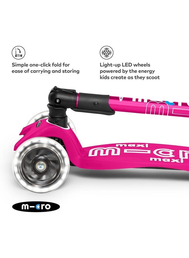 Micro مايكرو ماكسي مايكرو ديلوكس قابل للطي باللون الوردي الصادم LED | سكوترات | سكوتر للأولاد | سكوتر للأطفال | سكوتر للأطفال | سكوتر خارجي | سكوتر للركوب | سكوتر للبنات - Image 3