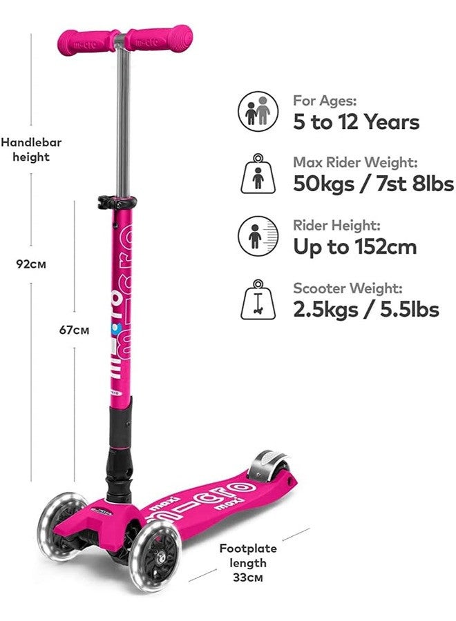 Micro مايكرو ماكسي مايكرو ديلوكس قابل للطي باللون الوردي الصادم LED | سكوترات | سكوتر للأولاد | سكوتر للأطفال | سكوتر للأطفال | سكوتر خارجي | سكوتر للركوب | سكوتر للبنات - Image 4