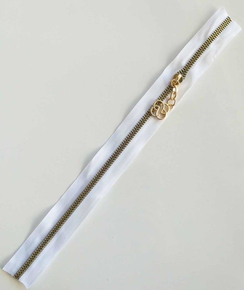 Angel Çanta Aksesuar Angel Bag Accessory Headed Zipper 30 cm Light Gold Metal White 