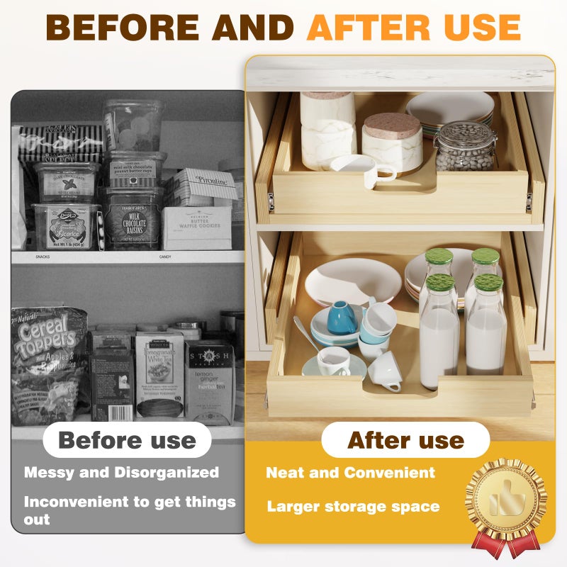 Grehitk Pullout Cabinet Organizer, 11''WÃ—21''DÃ—3''H Slide Out Shelves for Kitchen Cabinets, Pull out Drawers for Kitchen Cabinets, Pantry, Bathroom, & Storage Organization - Image 4
