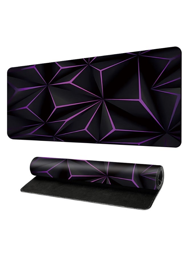 Beauenty 3D Geometry Desk Pad Mouse Pad Colorful Crack Cool Extended Gaming Mouse Pad Mat with Stitched Edge Non-Slip Base Big Mouse Pad Office Computer Keyboard Laptop Home 800*300*3mm - Image 1