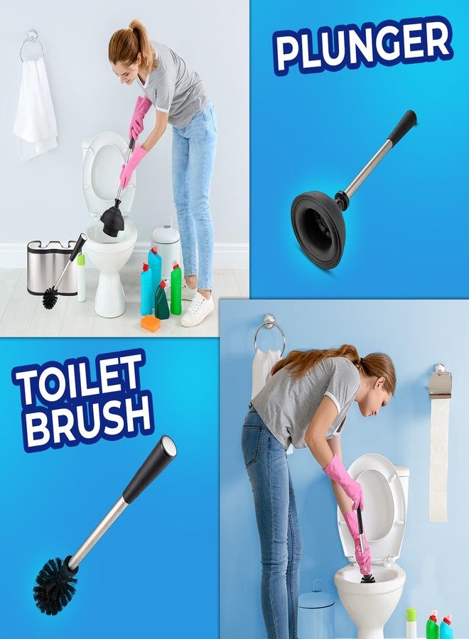 UMIEN 2 Pack ™ Toilet Brush and Plunger Set - Stainless Steel Plunger and Toilet Brush Combo with Freestanding Canister - Modern and Sleek Bathroom Cleaning Accessories… - Image 5