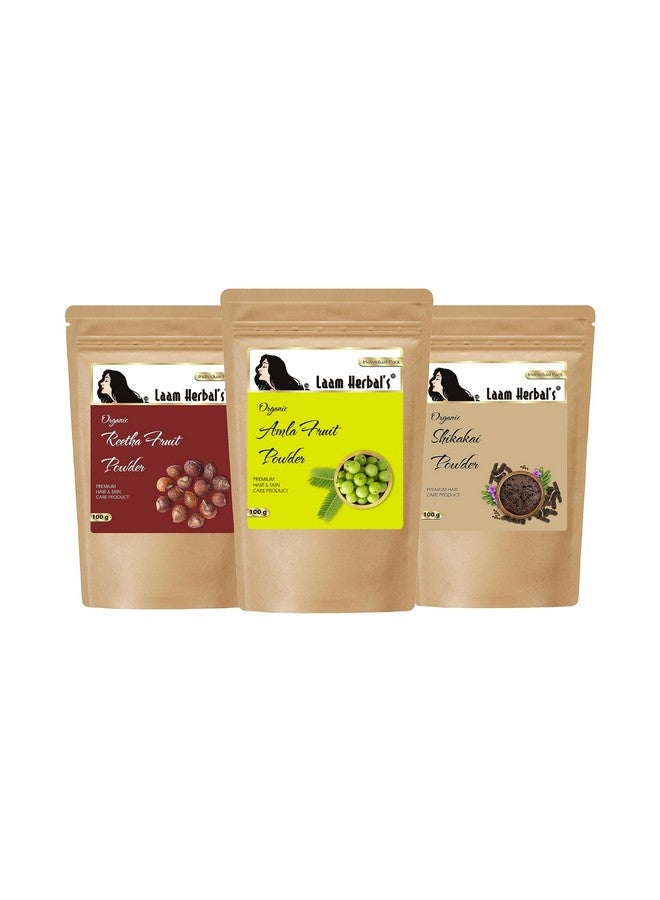 Laam Amla, Reetha, Shikakai Powder | Results In One Wash | Long, Strong & Natural Hair (3X100 G) - Image 1
