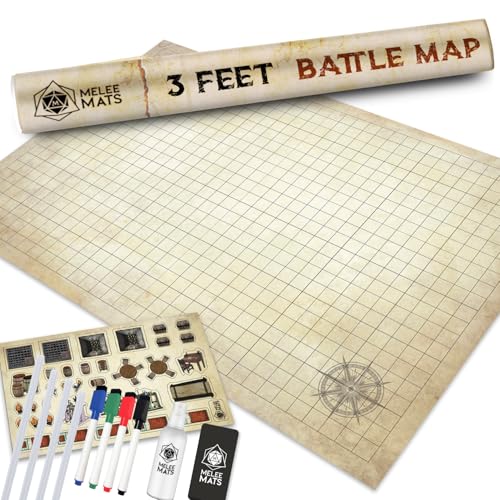 Melee Mats DND Map Starter Set  24 x 36 Wet  Dry Erase Battle Terrain Grid for Dungeons and Dragons  Ultimate Tabletop Gaming Experience with Accessories - Image 1
