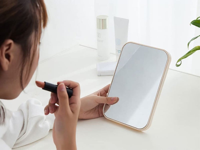 HEXONIQ® Makeup Mirror, Foldable Desktop Vanity Mirror Portable Rectangular Makeup Mirror for Travel Camping Home (Light Blue) - Image 5