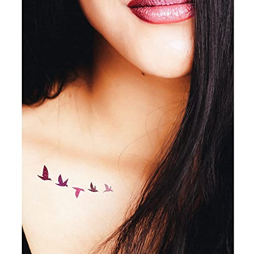Comet Busters Pink Birds Glitter Temporary Body Tattoo Body Sticker (BT196) - Image 1