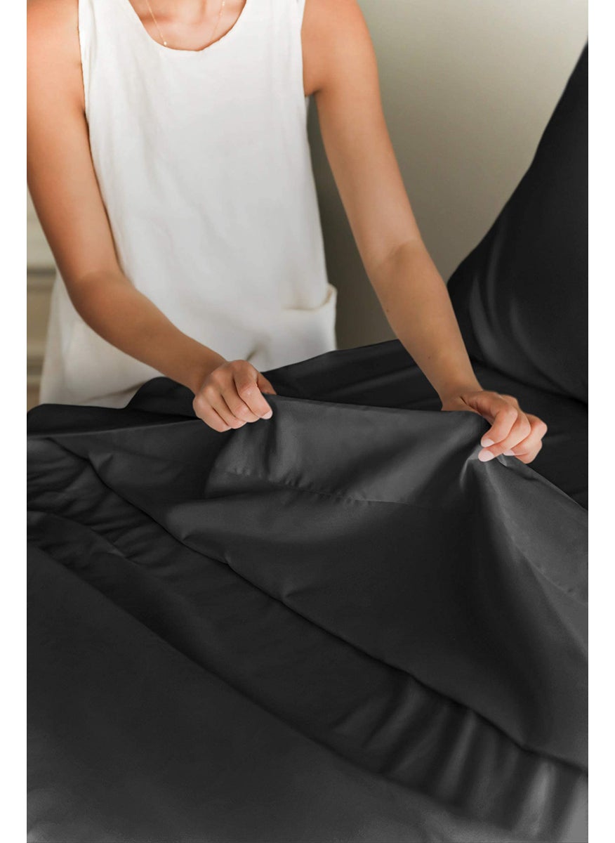 King Size Sheet Set - Breathable & Cooling Sheets - Hotel Luxury Bed Sheets - Extra Soft - Deep Pockets - Easy Fit - 4 Piece Set - Wrinkle Free - Comfy - Black Bed Sheets - Kings Sheets - 4 PC