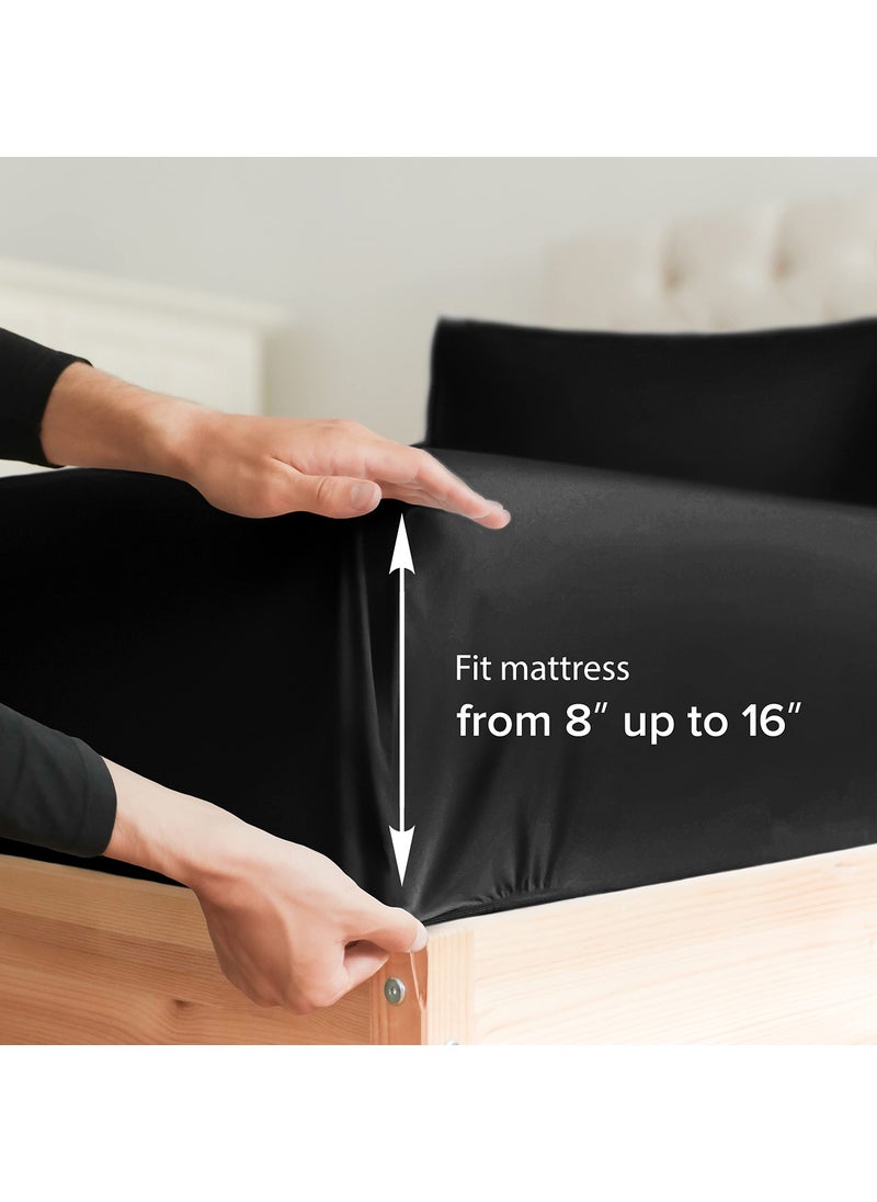 King Size Sheet Set - Breathable & Cooling Sheets - Hotel Luxury Bed Sheets - Extra Soft - Deep Pockets - Easy Fit - 4 Piece Set - Wrinkle Free - Comfy - Black Bed Sheets - Kings Sheets - 4 PC