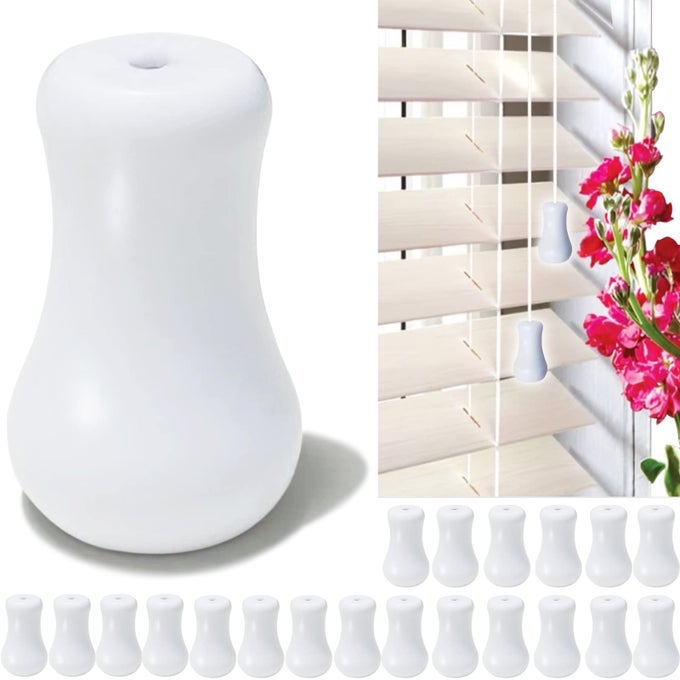 20PCS WHITE PLASTIC CORD TASSEL BLIND PULL CORD KNOBS WINDOW BLIND CORD PULLS DROPS PULL END FOR BLINDS OR SHADES