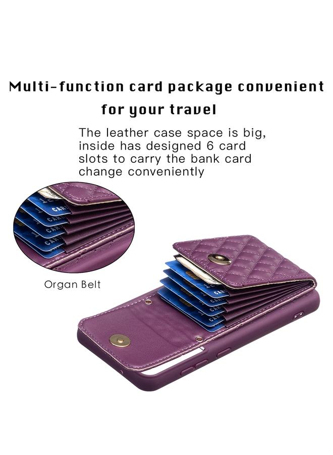 اس-توب جراب لهاتف Samsung Galaxy S21 FE 5G، جراب هاتف جلدي عمودي على شكل معينات - Image 4