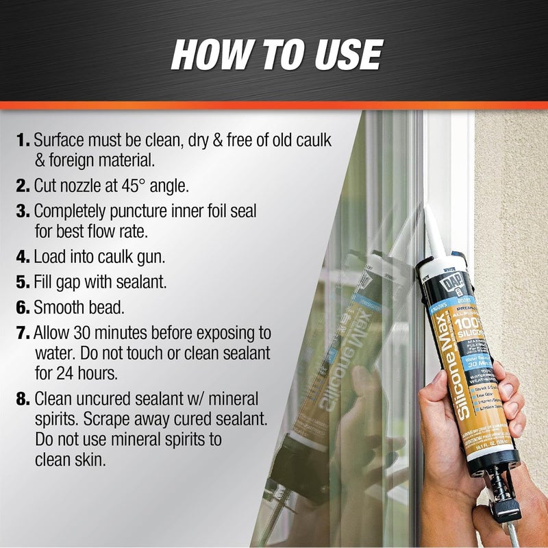 DAP Silicone Max Premium All Purpose 100% Silicone Clear Sealant - 10.1 oz - Image 3