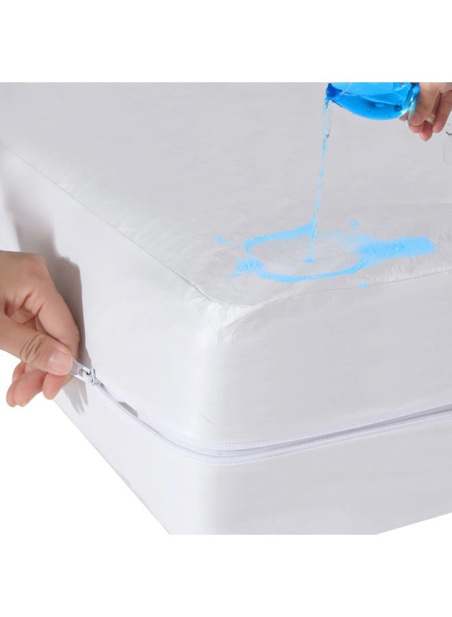 Antranfour Bedding Zippered Waterproof Mattress Encasement Bed Base Cover, Queen - Image 1
